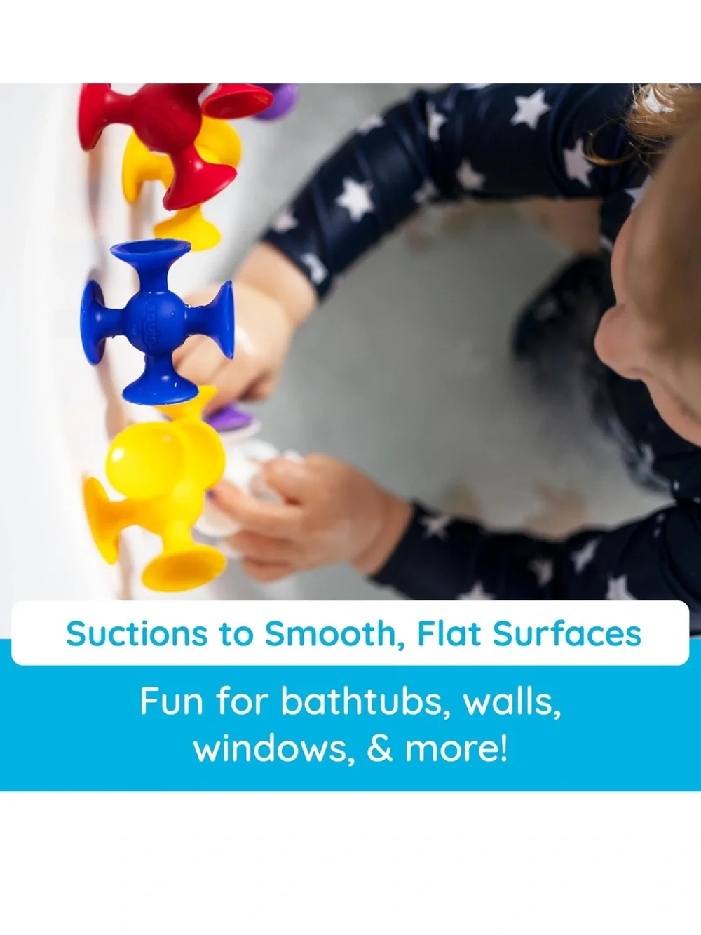 Fat Brain Toys Squigz Starter Set, 24 Piece Suction Bath Toys, Sensory Toys